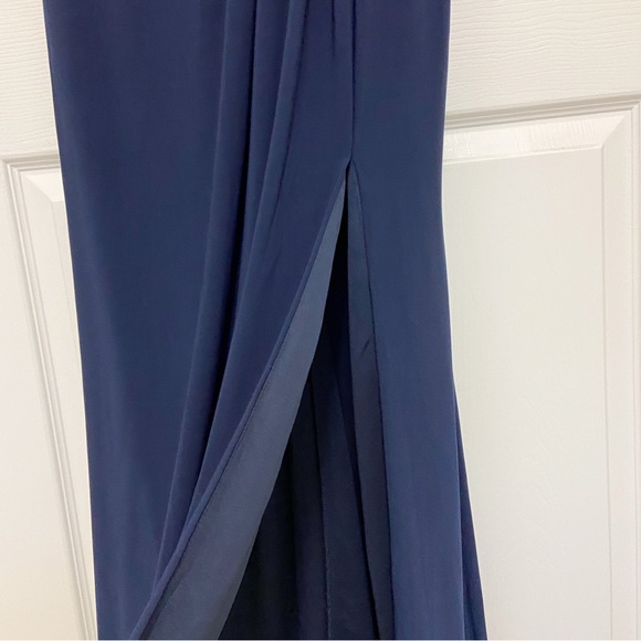NWT BHLDN Lena in Navy Flutter Sleeve Jersey Slit Front Maxi Dress Gown 4 - Picture 9 of 11